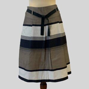 Apanage Striped Belted Midi Skirt – Quiet Luxury – Size 4